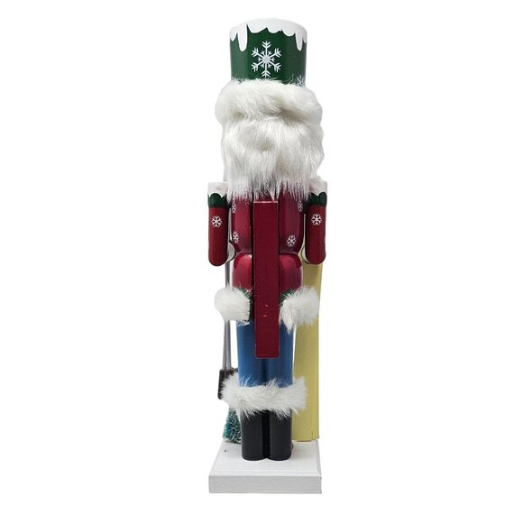 Snowflake Male Skier with Skis and, Ski Poles 14" Christmas Nutcracker - Picture 3 of 4